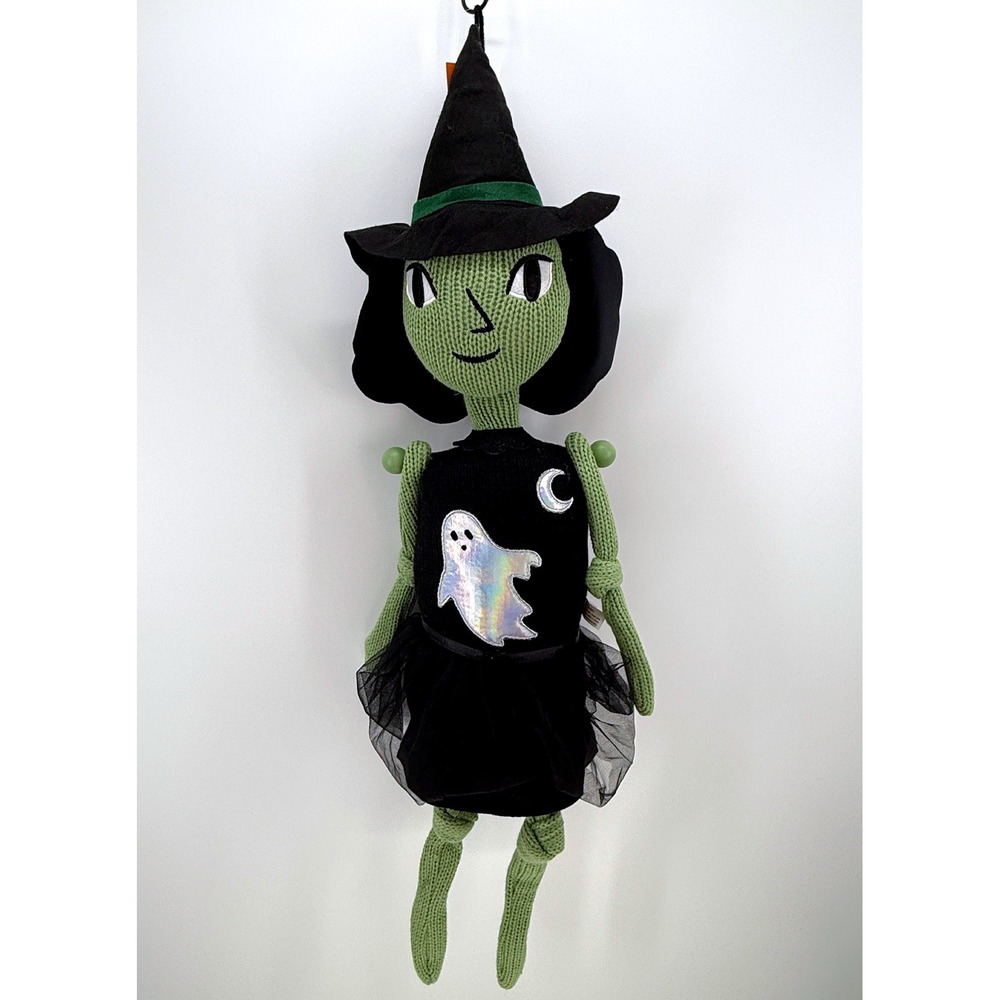 Hyde and Eek Halloween Green Knit Witch Hanging Decor Ghost Dress 34" New
